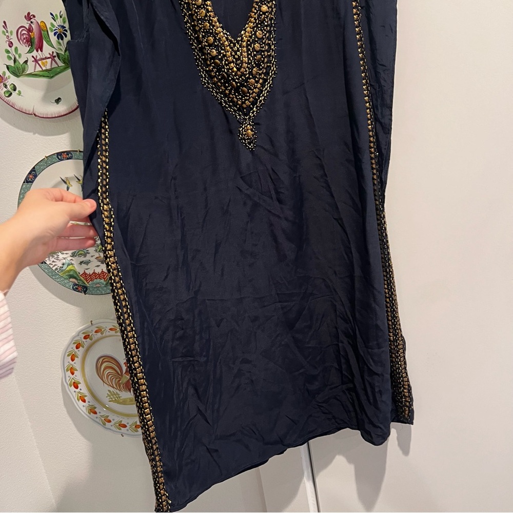 Calypso St Barth Dress Navy and Gold Beading - Picture 5 of 8